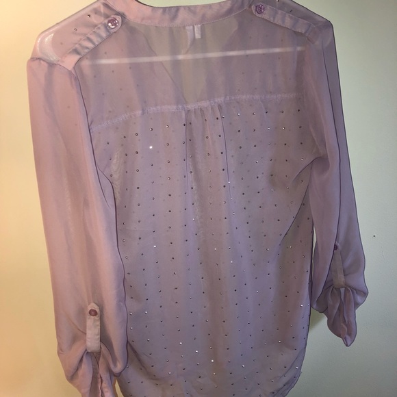 Sheer lavender blouse w/ rhinestone embellishment - Picture 2 of 2